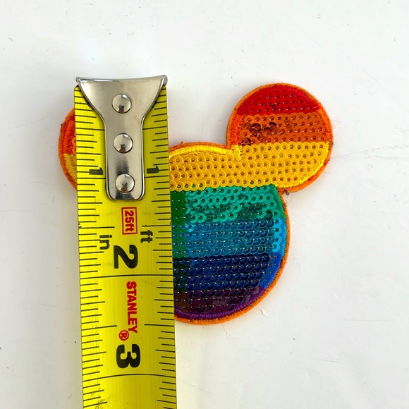 Disney Rainbow Sequin Mickey & I Love Space Sew On Patches - Picture 7 of 10